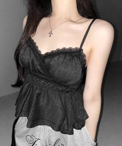 レースフリルペプラムキャミソール ／ lace frill peplum camisole