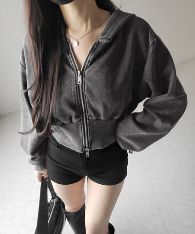 【 セットアップ 】ピグメントヴィンテージショートパーカー ＋ ワイドパンツ SET ／ pigment vintage short hoodie + wide pants SET