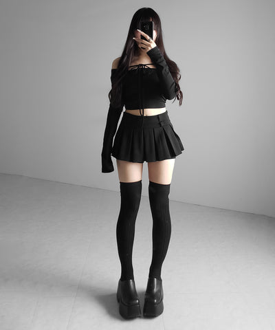 【 インパン裏地付 】プリーツスウェットマイクロミニスカパン ／ plests sweat micro mni skirt pants