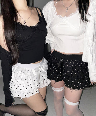 ドットレースフリルショートパンツ ／ dot lace frill short pants