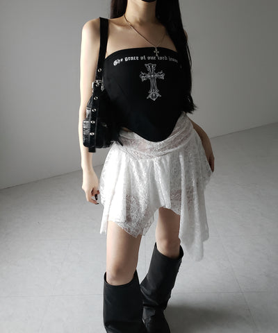 クロスグランジロゴベアトップス ／ cross grunge logo bare tops