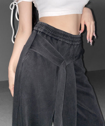 フェイクレイヤードピグメントスウェットワイドパンツ ／ fake layered pigment sweat wide pants