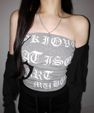 グランジロゴチューブベアトップ ／ grunge logo tube bare top
