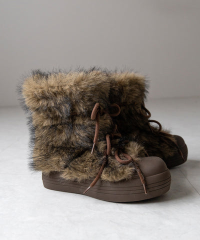 【 ２color 】ボリュームフェイクファーブーツ ／ volume fake fur boots
