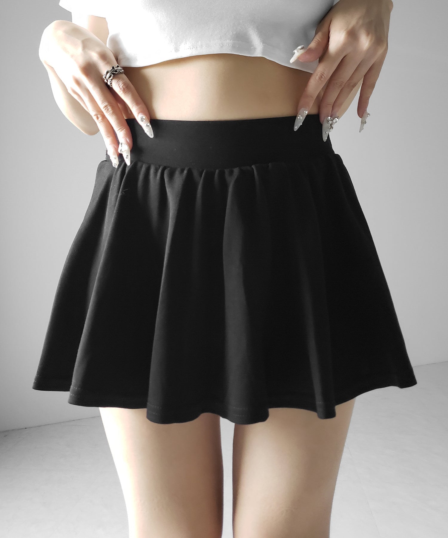 ラップレイヤードフレアミニスカパン ／ wrap layered flare mini skirt pants