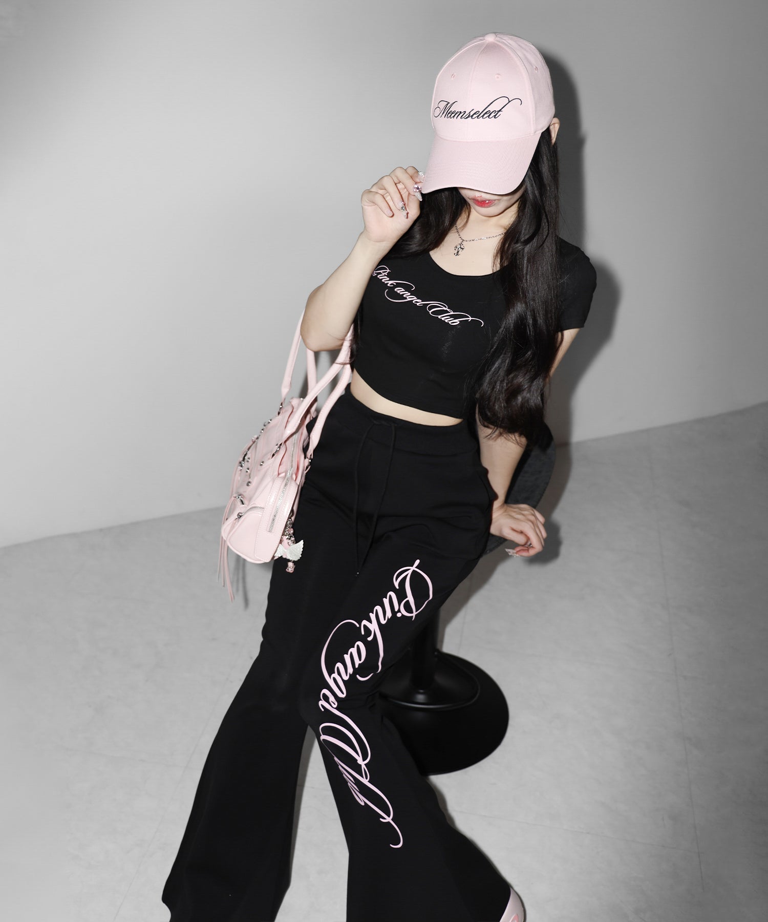 【 PINK ANGEL CLUB 】lettering LOGO embroidery CAP ／ レタリングロゴ刺繍キャップ