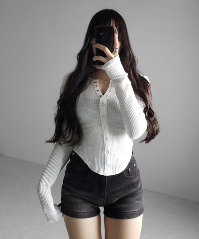 ハイウエストストレッチデニムタイトショートパンツ ／ high wast stretch denim tight short pants