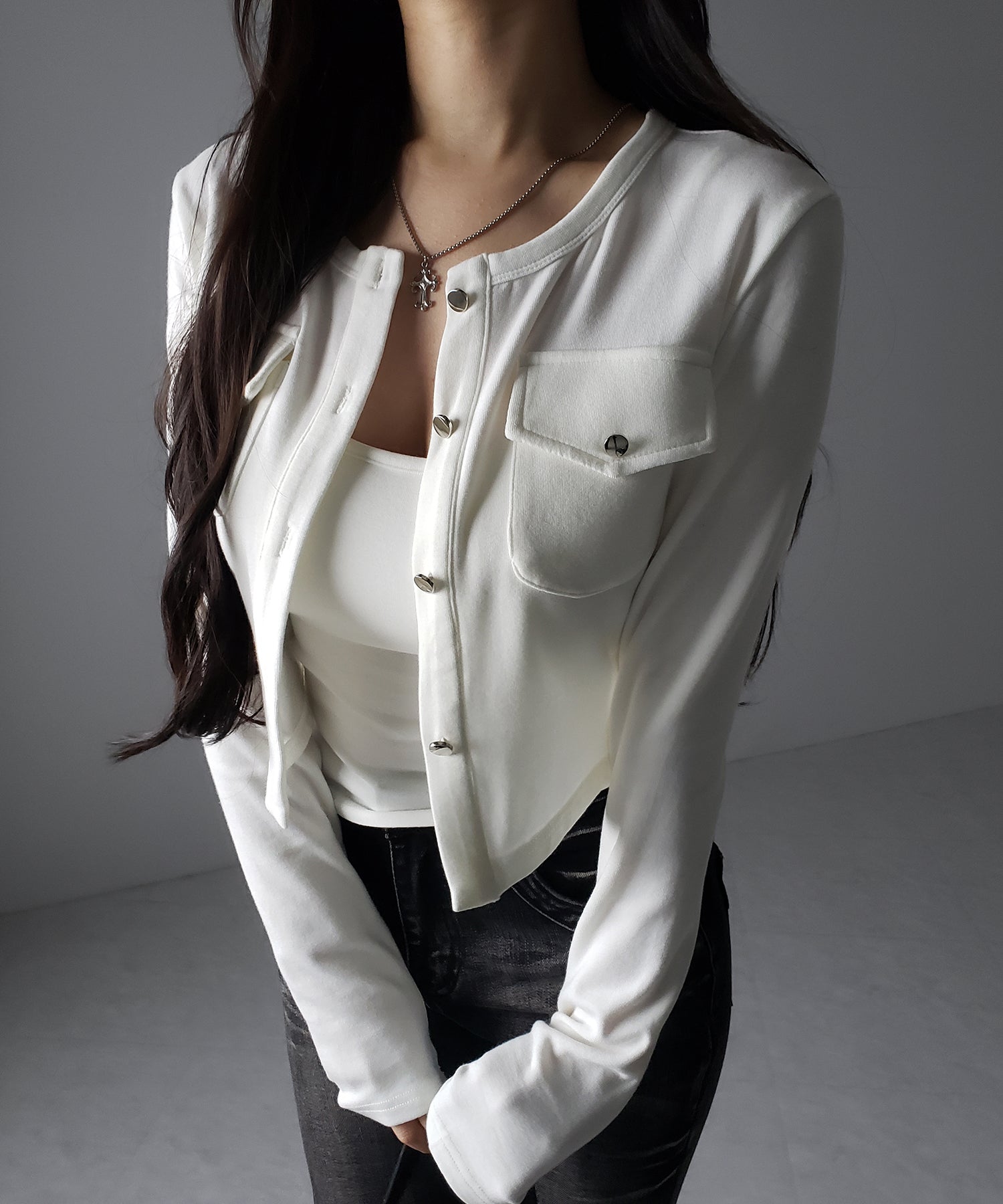 【 ２点セット 】アウトポケットカーディガン ＋ キャミソールセット ／ ( 2piece set ) out pocket cardigan + camisole SET
