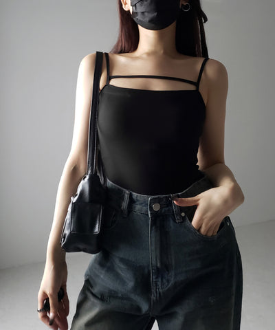 【 ２color 】ラインストラップミニキャミワンピース ／ line strap mini cami onepiece