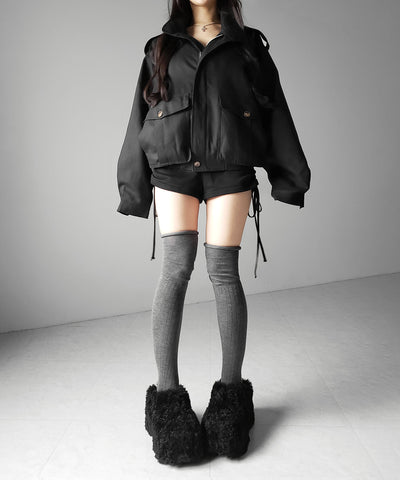 スタンドカラーオーバーショートトレンチコート ／ stand collar over short trench coat