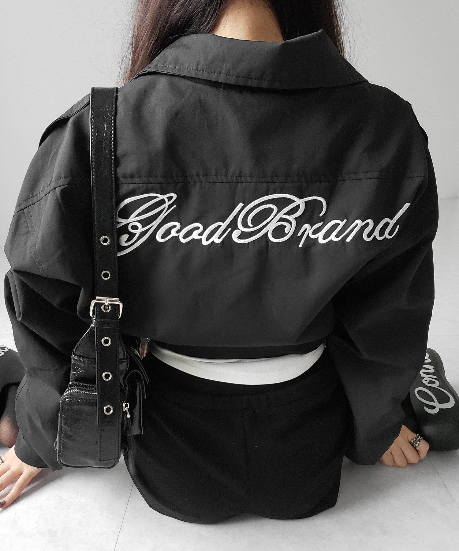 レタリングバックロゴスタンドカラーショートブルゾン ／ lettering back logo stand collar short blouson