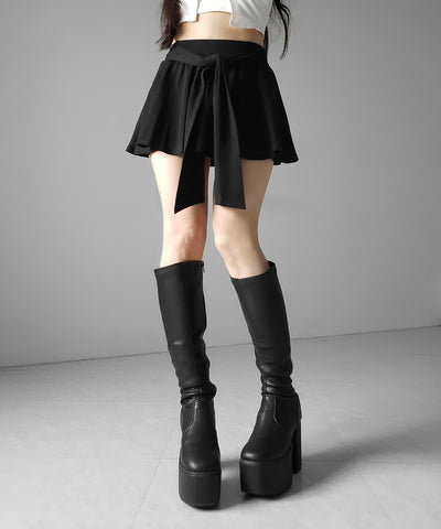 ラップレイヤードフレアミニスカパン ／ wrap layered flare mini skirt pants