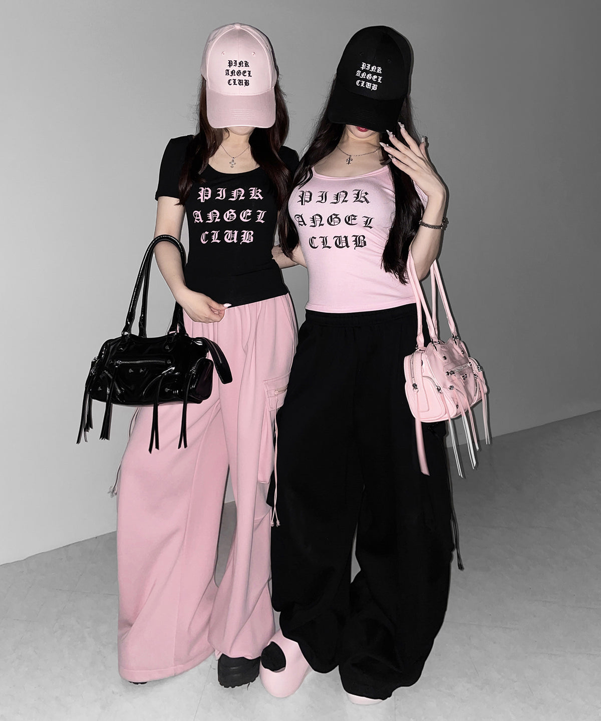【 PINK ANGEL CLUB 】 GRUNGE LOGO embroidery CAP ／ グランジロゴ刺繍キャップ
