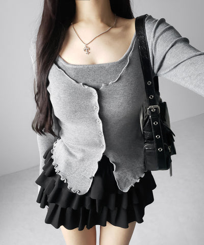 ティアードフリルカットソーミニスカート ／ tiered frill cut and sew mini skirt