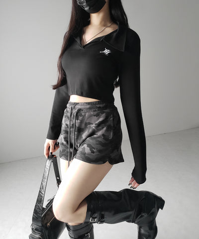 【 ２color 】ヴィンテージカモフラタイトショートパンツ ／ Vintage camouflage tight short pants