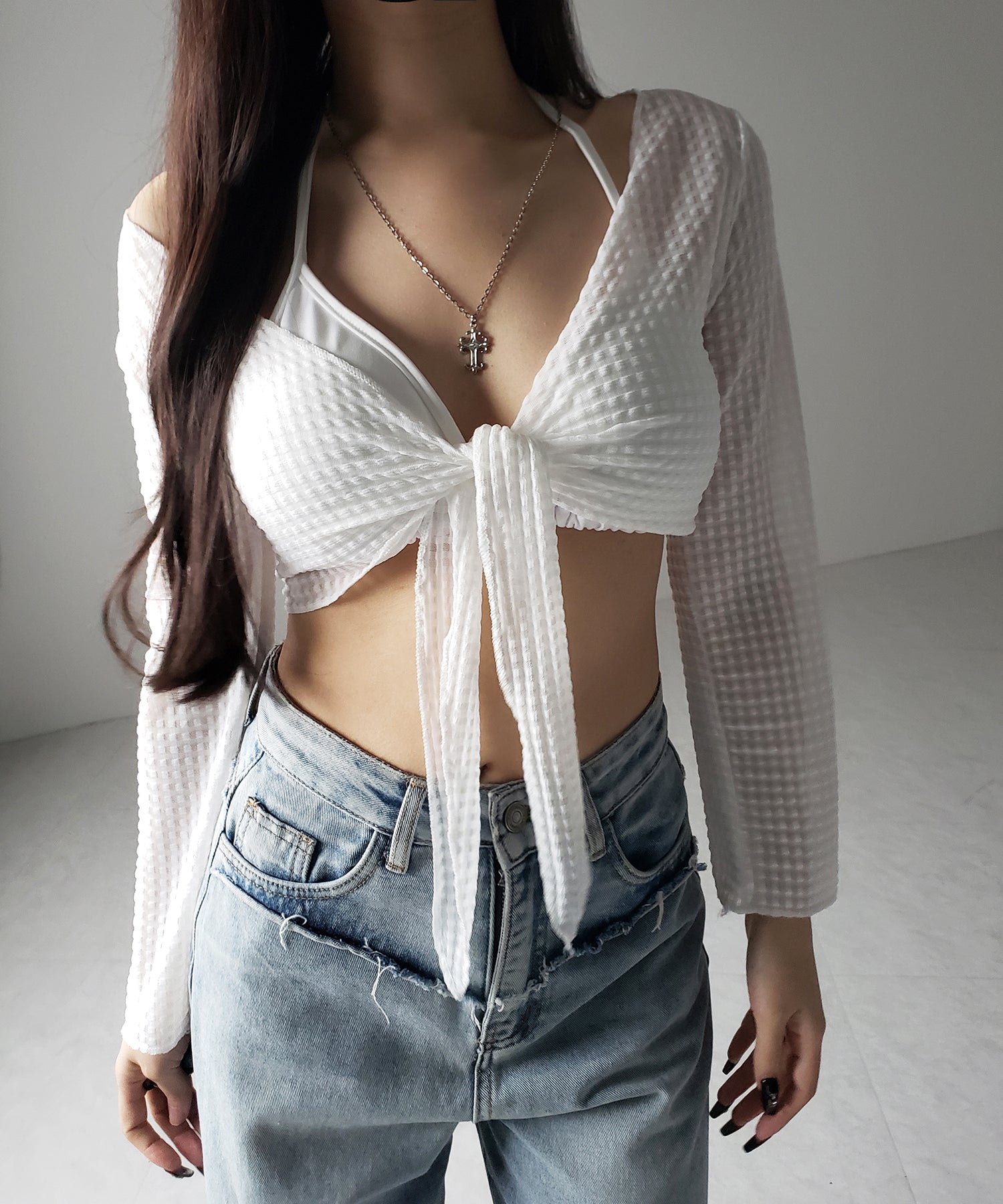 【 レディース水着／４点セット 】アシンメトリーラップレイヤードパレオハイウエストビキニ ／ ( 4piece set ) asymmetrical wrap layered pareo high waist bikini