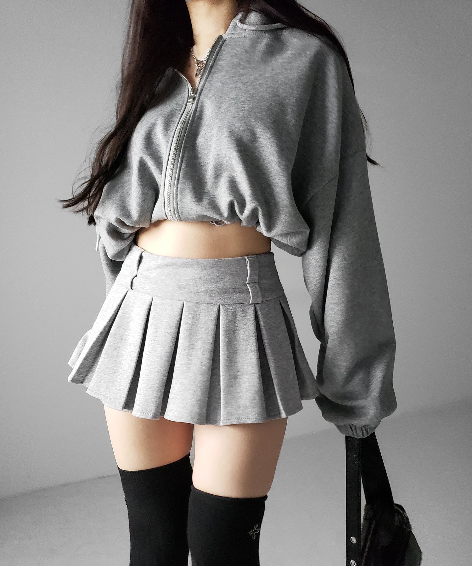 【 インパン裏地付 】プリーツスウェットマイクロミニスカパン ／ plests sweat micro mni skirt pants