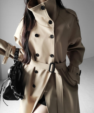 ２WAYスタンドカラーオーバーロングトレンチコート ／ 2WAY stand collar over long trench coat