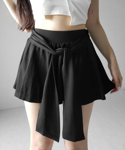 ラップレイヤードフレアミニスカパン ／ wrap layered flare mini skirt pants