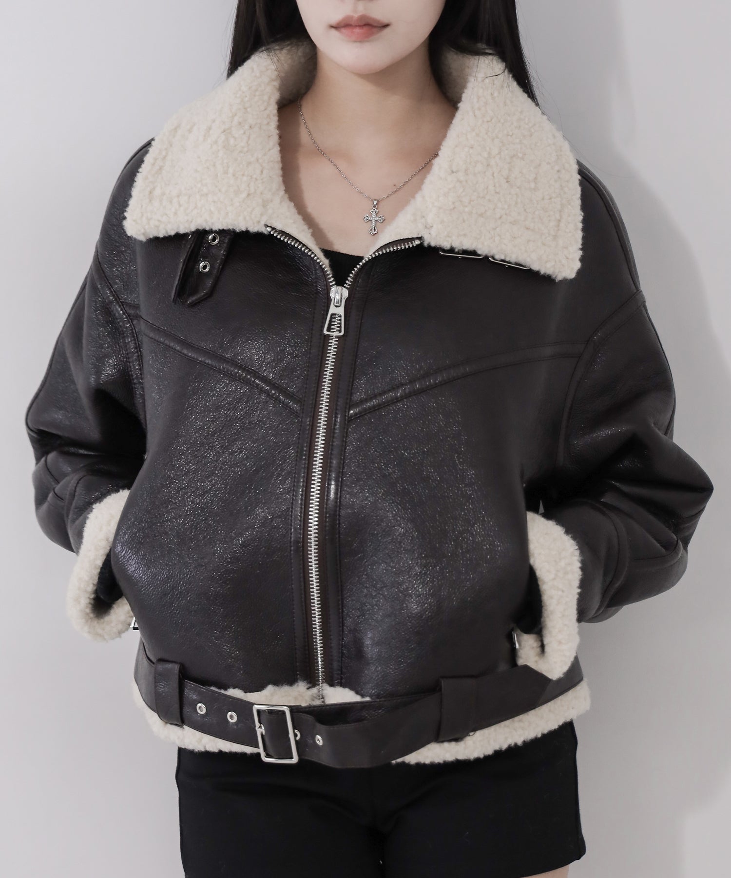 B-3ヴィンテージレザーボアムートンジャケット ／ B-3 vintage leather boa mouton jacket