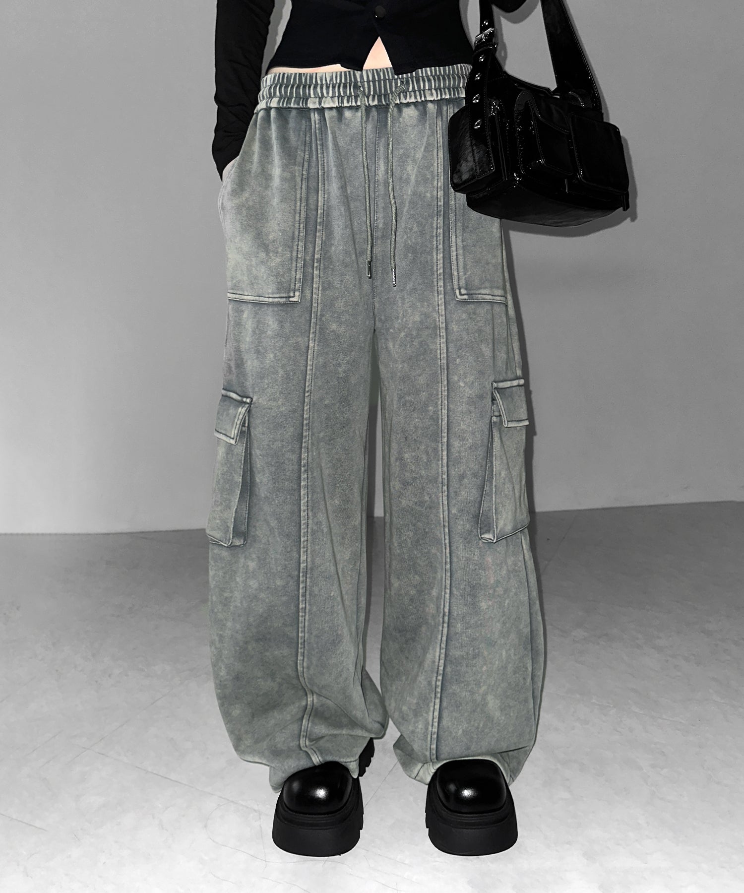 ピグメントヴィンテージヘビーワイドカーゴスウェットパンツ ／ pigment vintage heavy wide cargo sweatpants