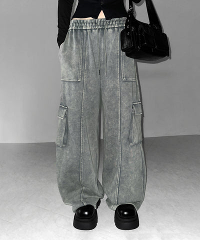 ピグメントヴィンテージヘビーワイドカーゴスウェットパンツ ／ pigment vintage heavy wide cargo sweatpants