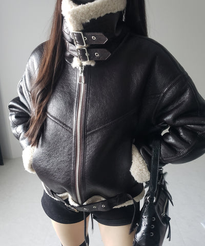 B-3ヴィンテージレザーボアムートンジャケット ／ B-3 vintage leather boa mouton jacket