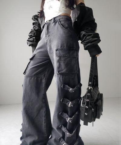 【 ４size 】ヴィンテージサイドベルテッドカーゴデニム ／ vintage side belted cargo denim