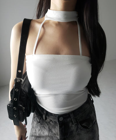 【 ３color ／ カップ付 】ダブルラインストラップチョーカーキャミソール ／ double line strap choker camisole