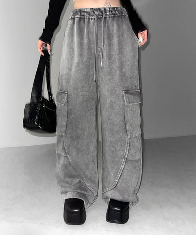 【 裾絞り可能２WAY 】ピグメントヴィンテージタックカーゴスウェットパンツ ／ pigment vintage tuck cargo sweatpants
