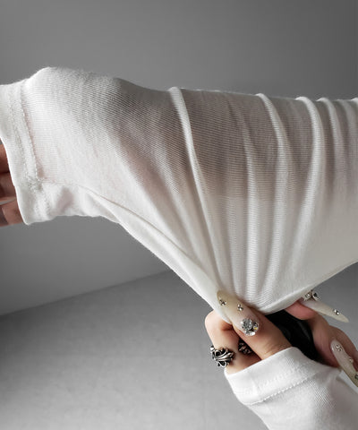 オープンネックタイトフィットルーズドレープ長袖Ｔシャツ ／ open neck tight fit loose drape long sleeve T-shirts
