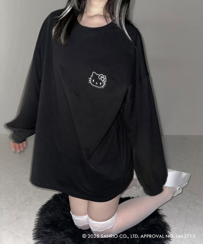 【 HELLO KITTY × me+em select 】ハローキティ刺繍長袖ビッグロンT ／ Hello Kitty embroidery big long sleeve T-Shirts【 セットアップ着用可能 】