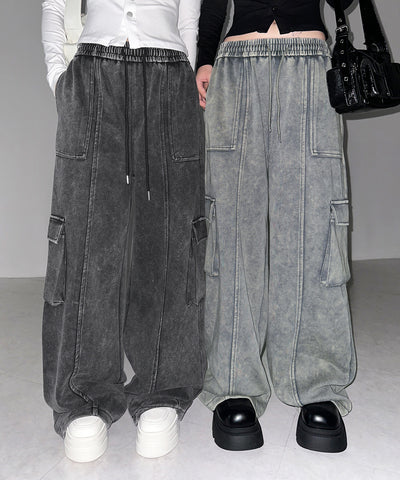 ピグメントヴィンテージヘビーワイドカーゴスウェットパンツ ／ pigment vintage heavy wide cargo sweatpants