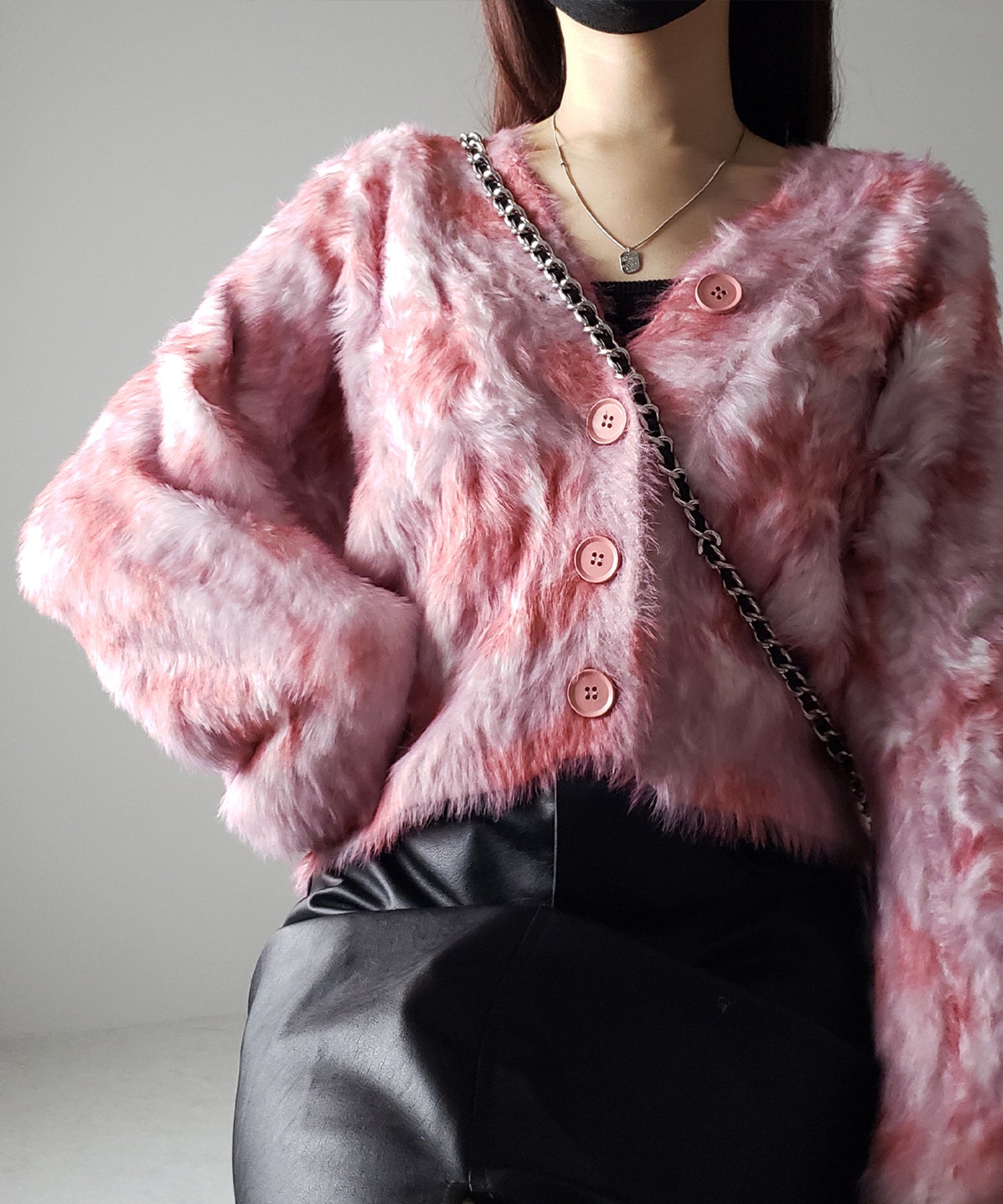 【 2color 】レオパードマーブルシャギーニットカーディガン / reopard marble knit shaggy cardigan