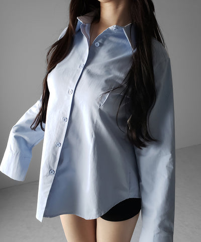 ウエストタックフレアレディシャツ ／ waist tuck flare lady shirts
