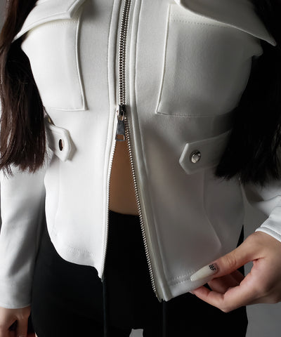 アウトポケットジップアップスリムカットジャケット ／ out pocket zip up slim cut jacket