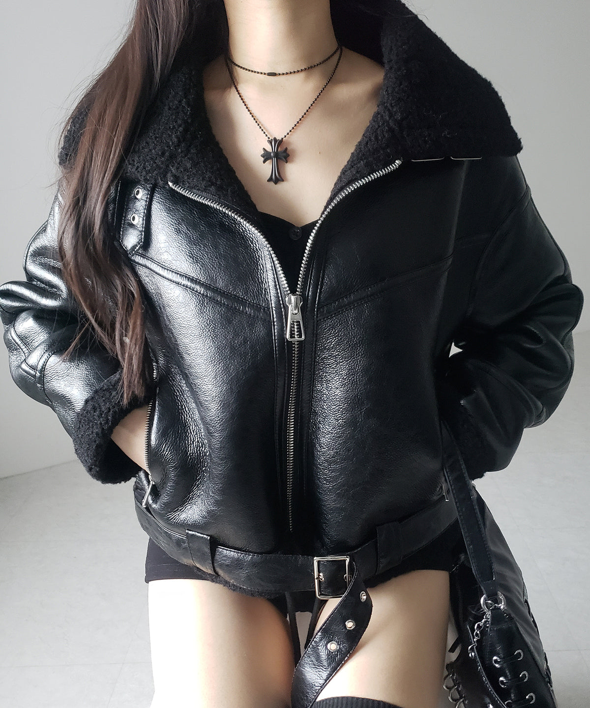B-3ヴィンテージレザーボアムートンジャケット ／ B-3 vintage leather boa mouton jacket
