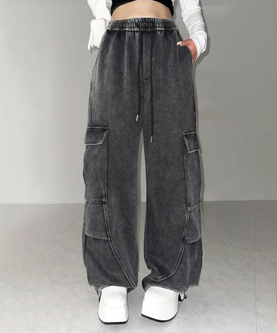【 裾絞り可能２WAY 】ピグメントヴィンテージタックカーゴスウェットパンツ ／ pigment vintage tuck cargo sweatpants