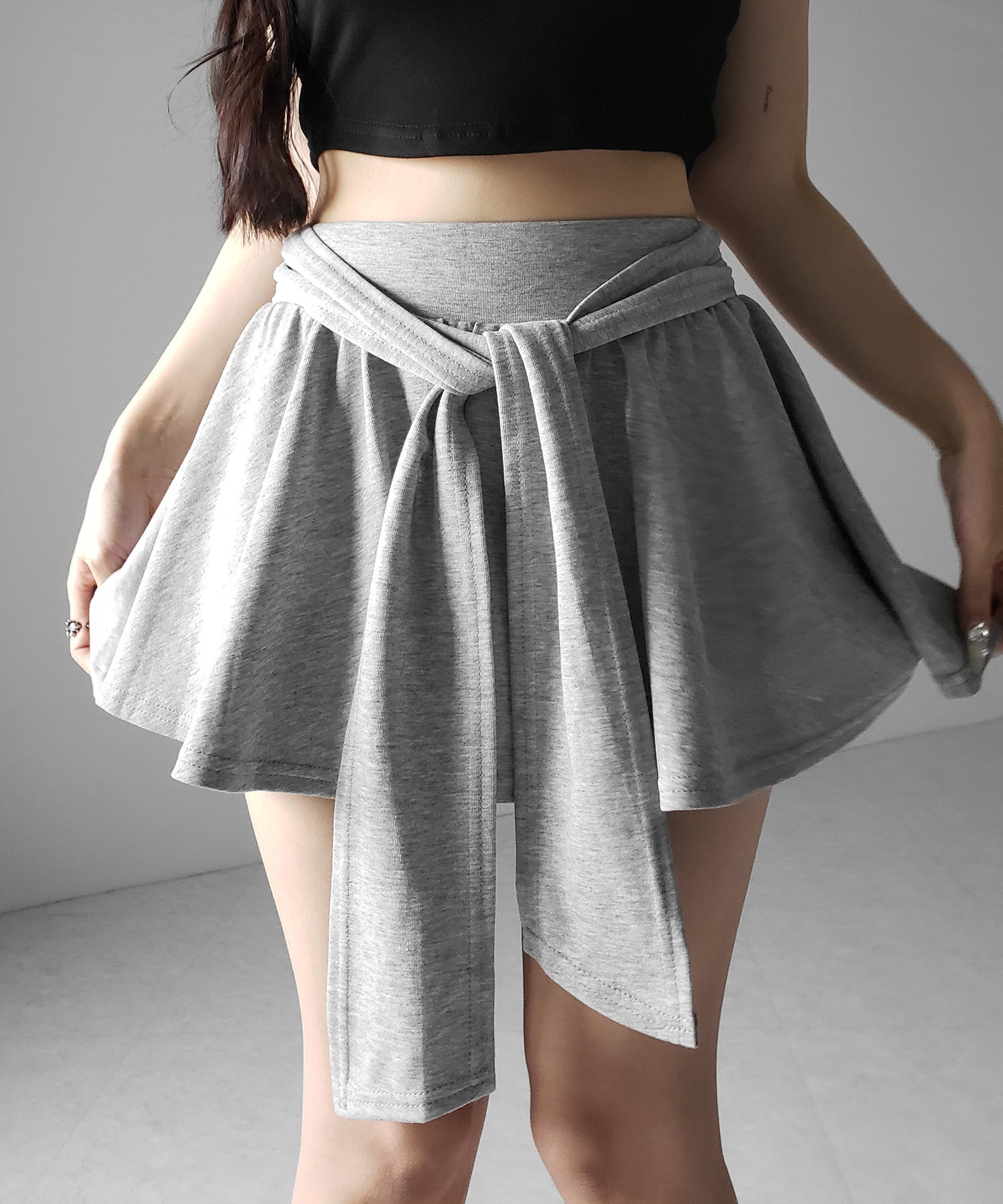 ラップレイヤードフレアミニスカパン ／ wrap layered flare mini skirt pants