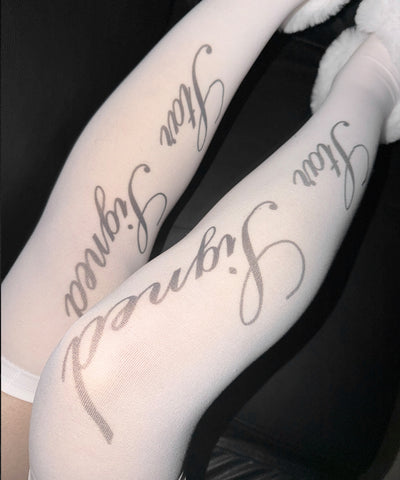 【 選べる３柄アソート 】レタリングロゴシアーニーハイソックス ／ lettering logo sheer knee high socks