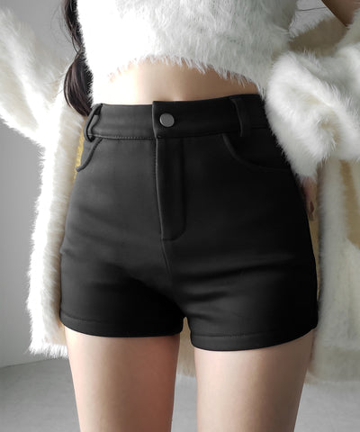 裏起毛ハイウエストタイトスパンショートパンツ ／ urakimo high waist tight span short pants