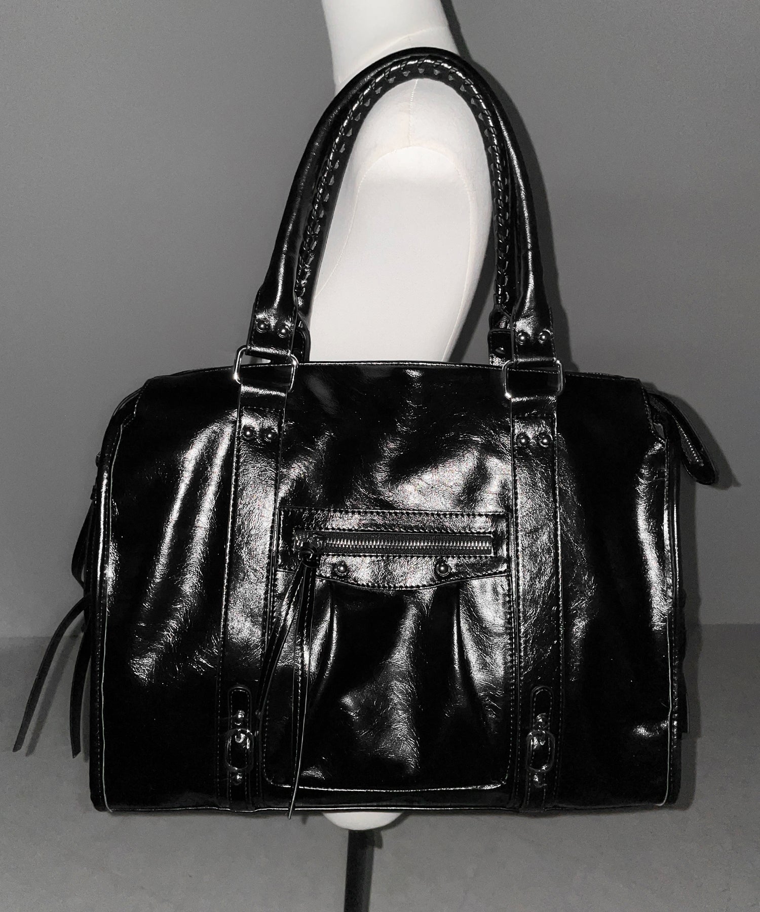 ヴィンテージフェイクレザーボストンエディターズバッグ ／ vintage fake leather boston editors bag
