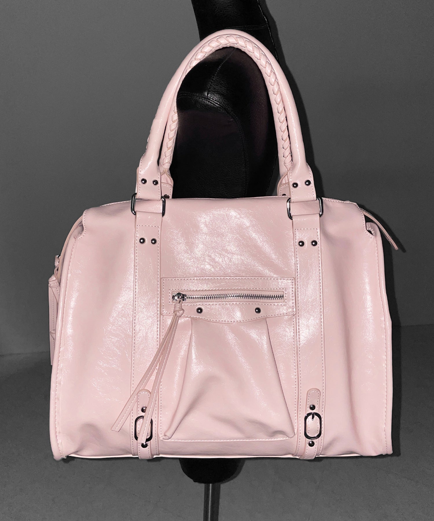 ヴィンテージフェイクレザーボストンエディターズバッグ ／ vintage fake leather boston editors bag
