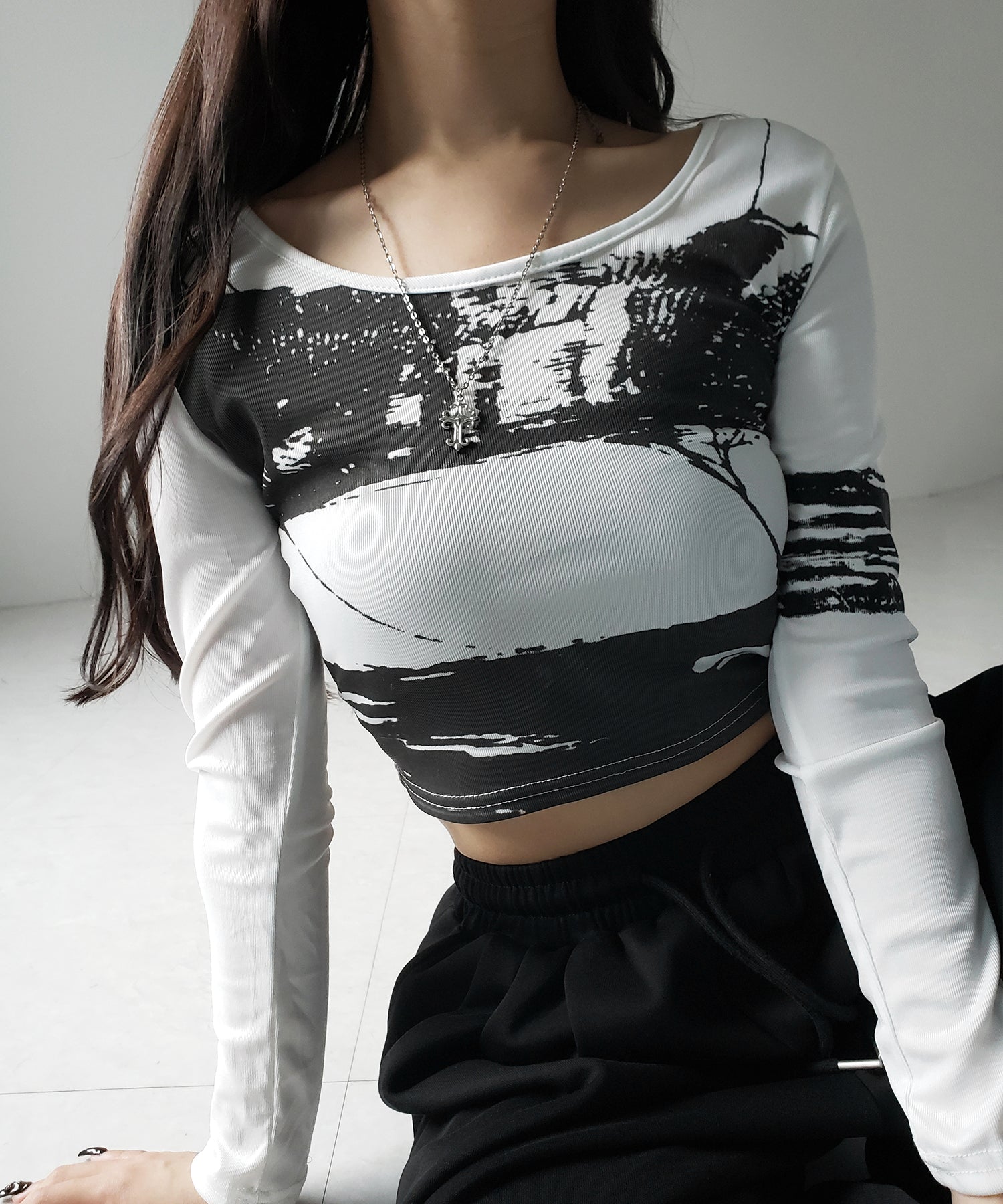 【 ２color 】ヴィンテージプリントショートリブＴシャツ ／ vintage print short lib t-shirt