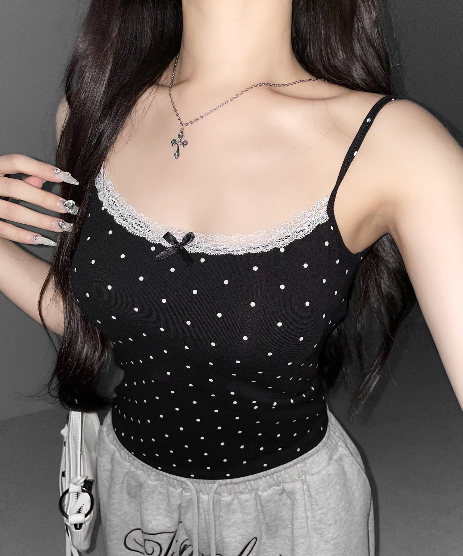 ミニリボンドットレースキャミソール ／ mini ribbon dot lace camisole