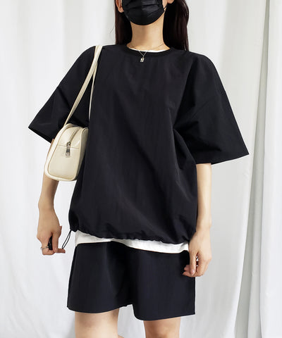 【 上下セットアップ／５色展開 】ワッシャーナイロンプルオーバー＆ショートパンツ SET
