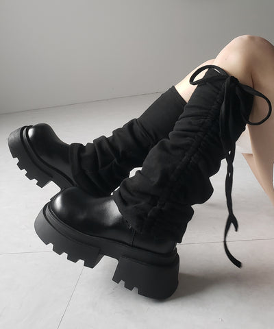 【 ２color 】ストラップリボンサイドシャーリングレッグカバー ／ strap ribbon side shirring leg cover