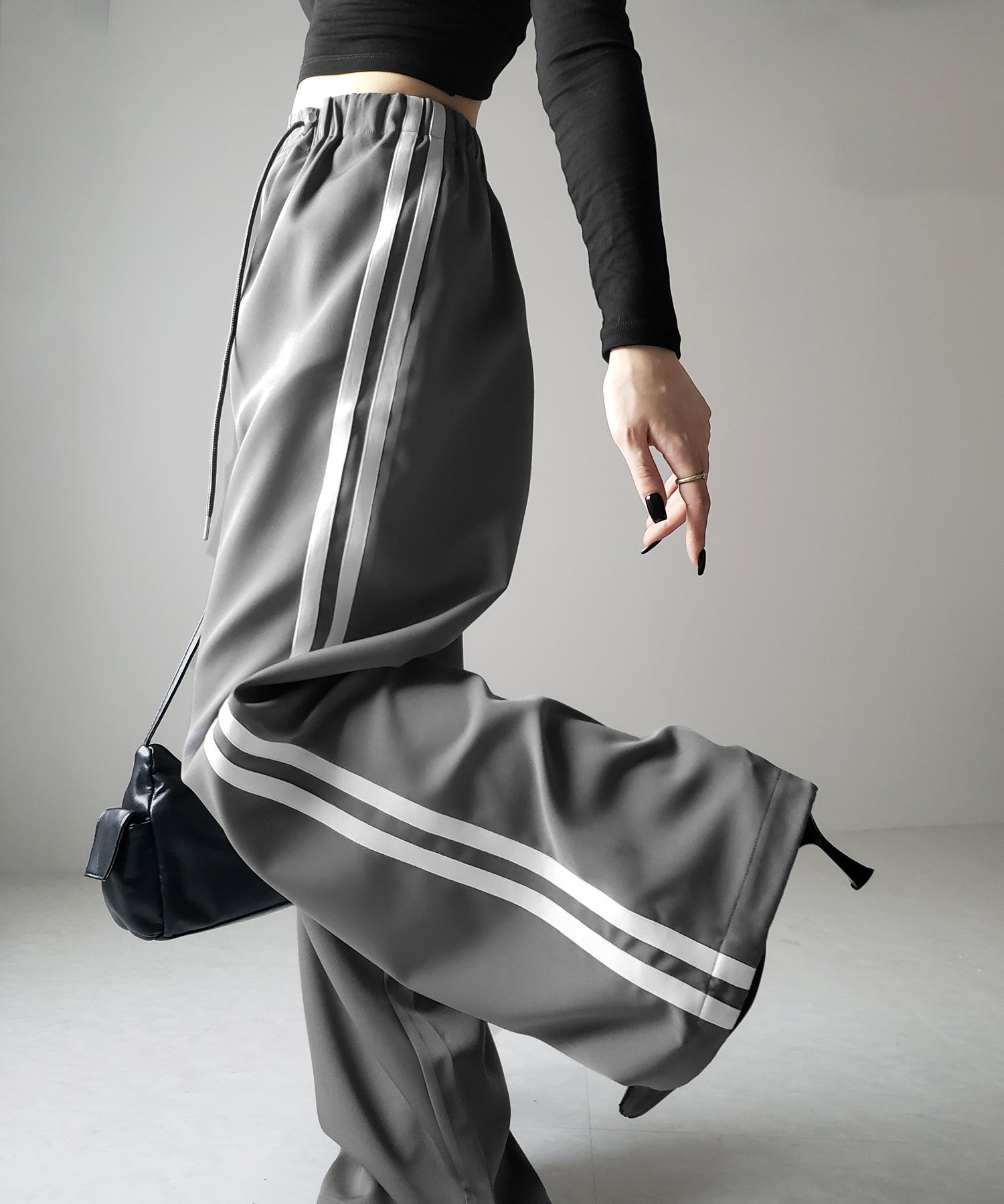 【 ３size／３color 】２WAYドロストサイドラインルーズトラックワイドパンツ