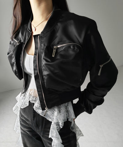 【 ２color 】アウトポケットジップアップショートブルゾン ／ out pocket zip up short blouson