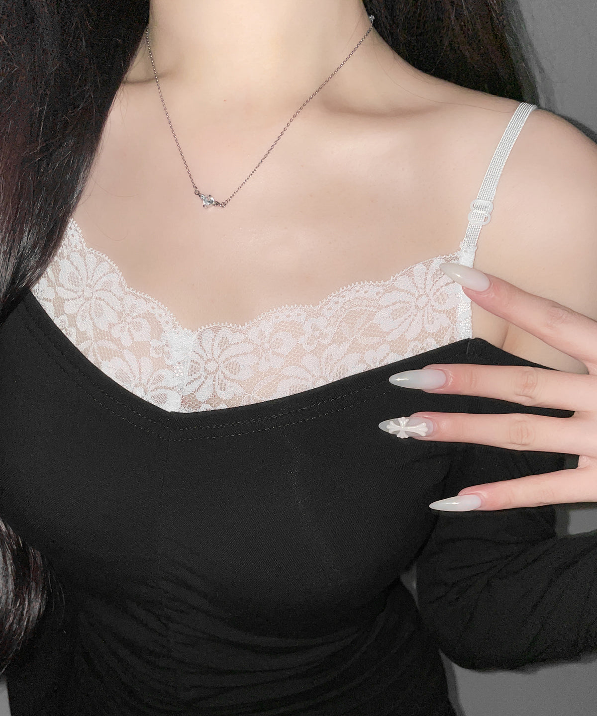 レースオフショルダーシャーリングタイトミニワンピース ／ Lace off-shoulder shirring tight mini onepiece